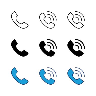 Simge seti. Telefon simgesi vektörü. Telefon simgesi vektörü. Bizimle irtibata geç 