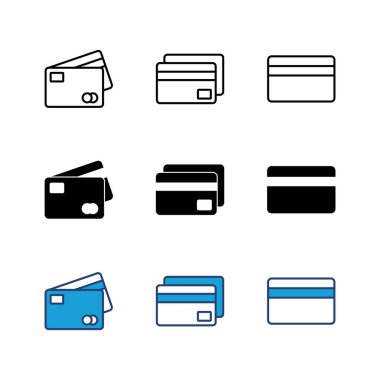 Kredi kartı simgesi seti. Kredi kartı ödeme simgesi vektörü
