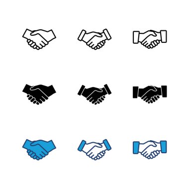 Tokalaşma simgesi ayarlandı. İş tokalaşması. iletişim anlaşması