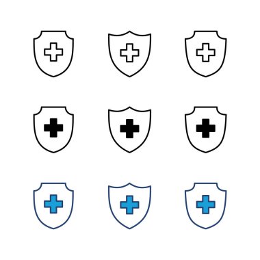 Sağlık sigortası ikonu seti. Sigorta sağlık belgesi simgesi