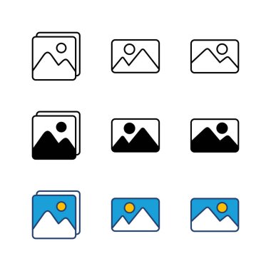 Resim simgesi seti. fotoğraf galerisi simgesi