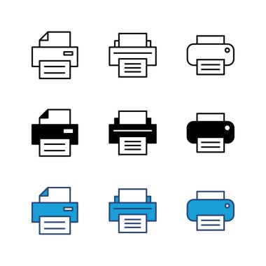 Yazdırma simgesi seti. yazıcı simgesi vektörü. 