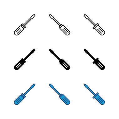 Tornavida simgesi seti. araçlar simgesi vektörü