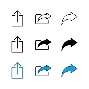 Paylaşım simgesi seti. Paylaşılan vektör simgesi