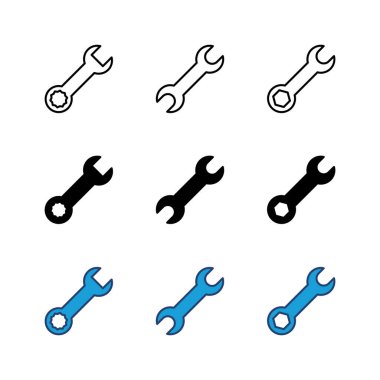 Anahtar simgesi seti. Simge vektörünü onar. araçlar simgesi vektörü