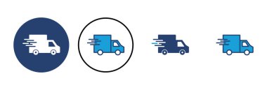 Hızlı nakliye kamyonu ikon vektörü. Teslimat kamyonu ikonu. hızlı dağıtım simgesi