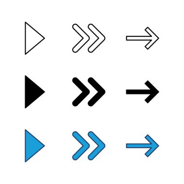 Ok simgesi ayarlandı. Ok sembolü. Web tasarımınız için ok işareti.