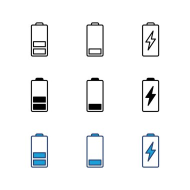 Batarya simgesi ayarlandı. Şarj seviyesi. pil yükleme simgesi