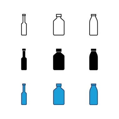 Şişe simgesi seti. şişe vektör simgesi