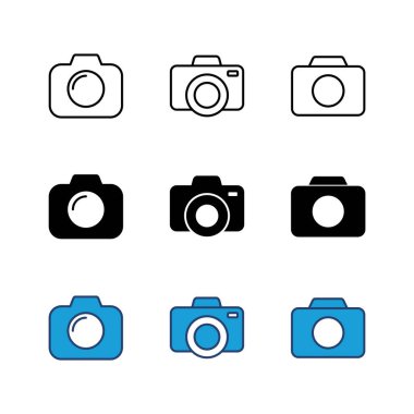Kamera simgesi ayarlandı. Fotoğraf makinesi simgesi. kamera fotoğrafçılık simgesi.