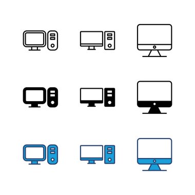 Bilgisayar simgesi ayarlandı. bilgisayar izleyici simgesi vektörü.