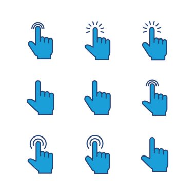 El tıklama simgesi seti. işaret simgesi vektörü. el imleç simgesi vektörü