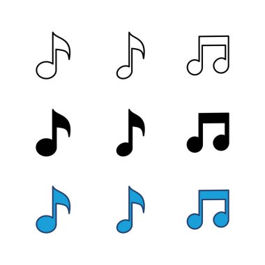 Müzik ikonu seti. Müzik simgesi vektörünü not et. ton simgesi