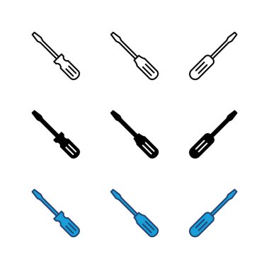 Tornavida simgesi seti. araçlar simgesi vektörü