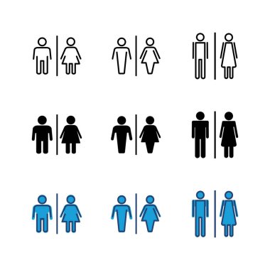 Tuvalet ikonu seti. Tuvalet ikon vektörü. Banyo tabelası. wc, tuvalet