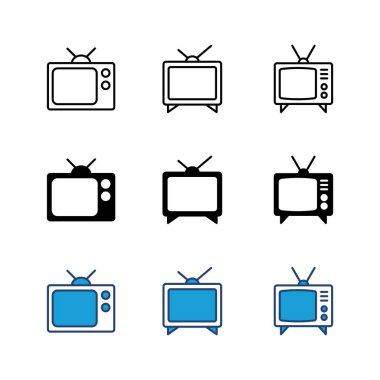 Televizyon ikonu ayarlandı. televizyon simgesi vektörü