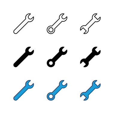 Anahtar simgesi seti. Simge vektörünü onar. araçlar simgesi vektörü