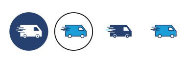 Hızlı nakliye kamyonu ikon vektörü. Teslimat kamyonu ikonu. hızlı dağıtım simgesi