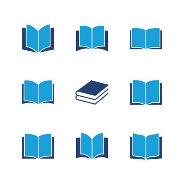 Kitap simgesi ayarlandı. Kitap simgesi vektörünü aç. Kitap simgesi