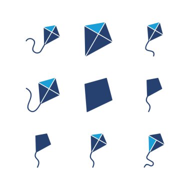 Kite simgesi seti. Uçurtma vektör simgesi.