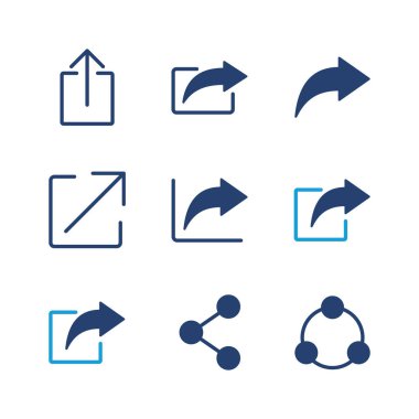 Paylaşım simgesi seti. Paylaşılan vektör simgesi