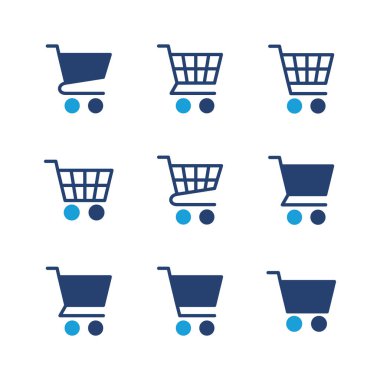 Alışveriş ikonu seti. Alışveriş arabası ikonu. Trolley simge vektörü