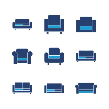 Koltuk simgesi ayarlandı. kanepe ikonu çizimi