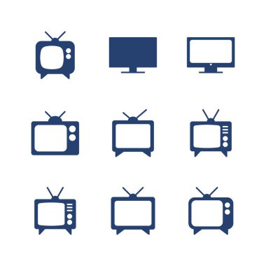 Televizyon ikonu ayarlandı. televizyon simgesi vektörü
