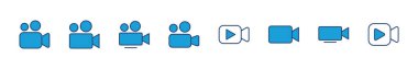 Video simgesi seti. Video kamera ikon vektörü. Film tabelası. Sinema