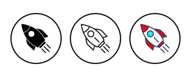 Roket ikon vektörü. Başlangıç simgesi vektörü. 