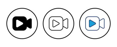 Video simgesi vektörü. Video kamera ikon vektörü. Film tabelası. Sinema