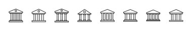 Banka simgesi seti. Banka vektör simgesi, müze, üniversite