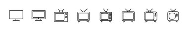 Televizyon ikonu ayarlandı. televizyon simgesi vektörü