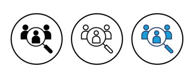 Simge vektörü işe alınıyor. Arama işi boşluk simgesi. İnsan kaynakları konsepti. İşe alım.