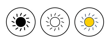 Güneş ikonu vektörü. Parlaklık Simgesi vektörü