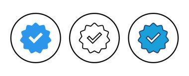 Doğrulanmış simge vektörü. Doğrulama işareti. onaylanmış simge