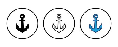 Çapa simgesi vektörü. Çapa sembolü logosu. Çapa deniz simgesi.