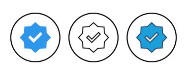 Doğrulanmış simge vektörü. Doğrulama işareti. onaylanmış simge