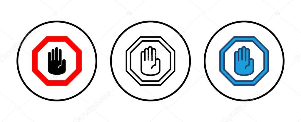 Stop icon vector. stop road sign. hand stop icon vector