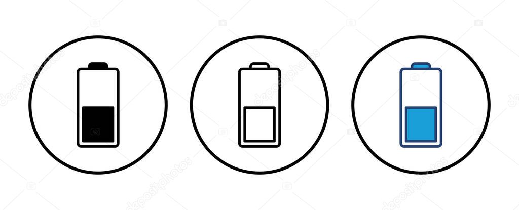 Battery vector icon. battery charge level. battery Charging icon