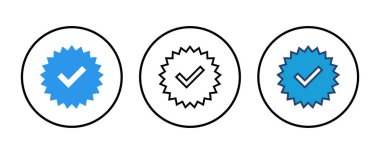Doğrulanmış simge vektörü. Doğrulama işareti. onaylanmış simge