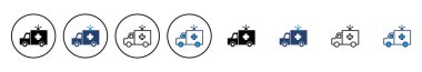 Ambulans simgesi vektörü. Ambulans kamyonu ikon vektörü. Ambulans arabası