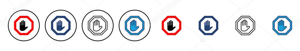 Stop icon vector. stop road sign. hand stop icon vector