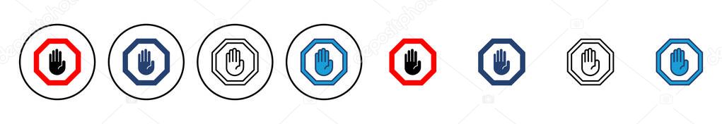 Stop icon vector. stop road sign. hand stop icon vector