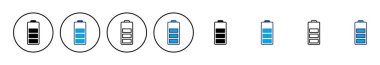 Batarya vektör simgesi. Şarj seviyesi. pil yükleme simgesi