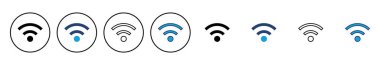 Wifi simge vektörü. Sinyal vektör simgesi. Kablosuz simge vektörü