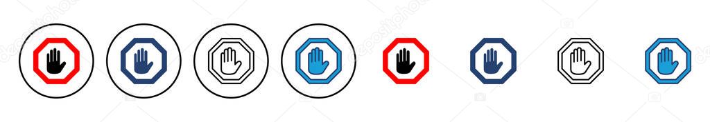Stop icon vector. stop road sign. hand stop icon vector
