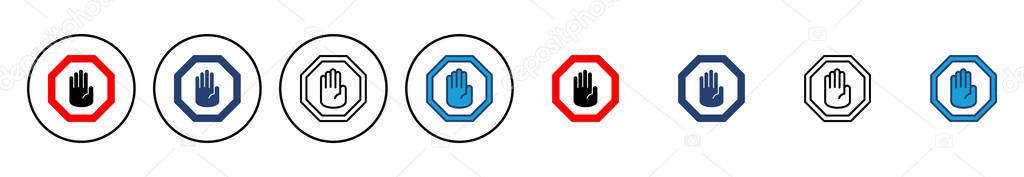 Stop icon vector. stop road sign. hand stop icon vector
