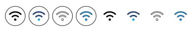 Wifi simge vektörü. Sinyal vektör simgesi. Kablosuz simge vektörü