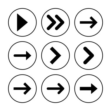 Ok simgesi vektörü. Ok sembolü. Web tasarımınız için ok işareti.